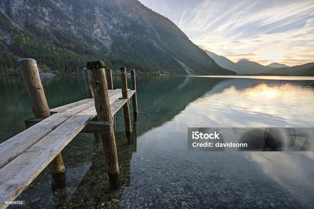 상륙용 단계에서 레이브 Heiterwangersee - 로열티 프리 Bergsee - Mecklenburg-Vorpommern 스톡 사진