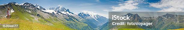 Looking Over Mont Blanc Chamonix Stock Photo - Download Image Now - Mountain, Panoramic, Scenics - Nature
