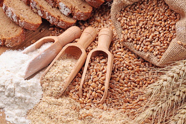 istock Wheat grains, bran and flour 153546290