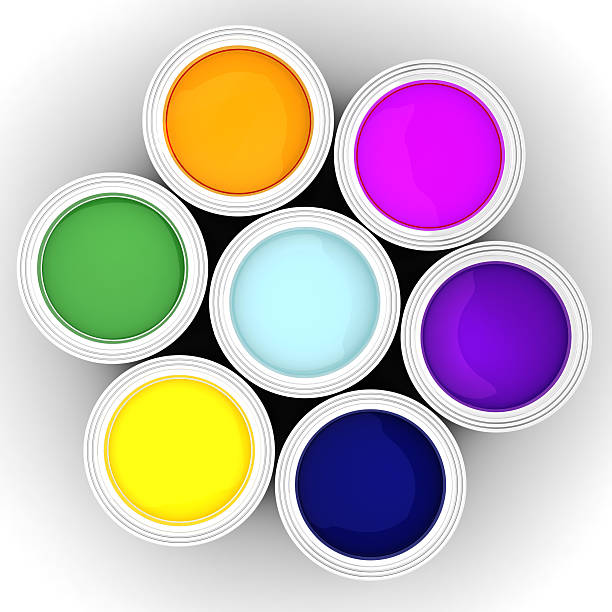 istock 3d colorful paint buckets on white background 153547567