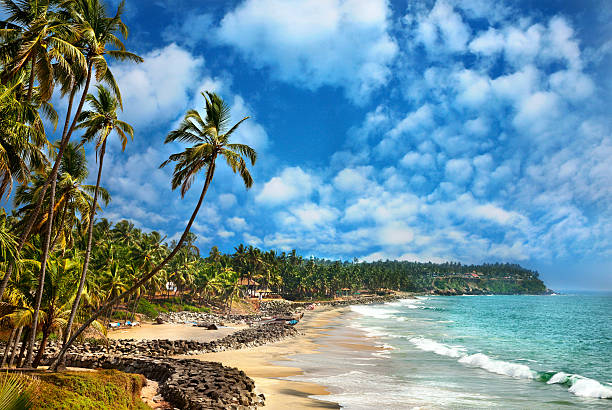 Ocean view in Varkala Kerala India stock photo