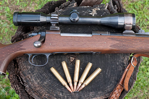 istock Old gun with cartridges 153548576