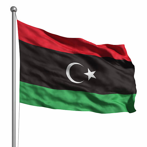 libysche flagge der republik - libya flag libyan flag three dimensional shape stock-fotos und bilder