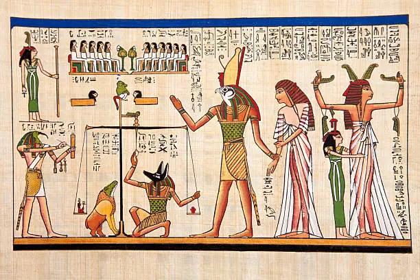 Antique egyptian papyrus and hieroglyph