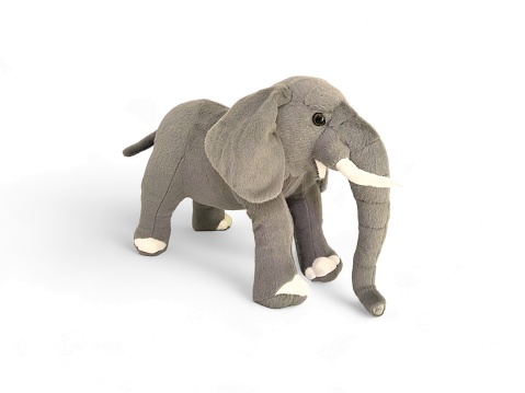 Elephant toy on white background