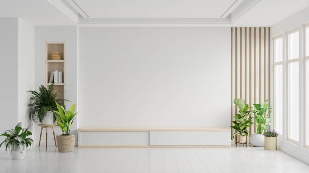 tv-szekrény skandináv dekorációs nappaliban. - üres témájú stock jellegű vizuális alkotások, jogdíjmentes fotók és képek