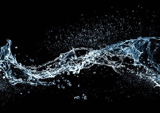 3d illustration of abstract water splashing on black background