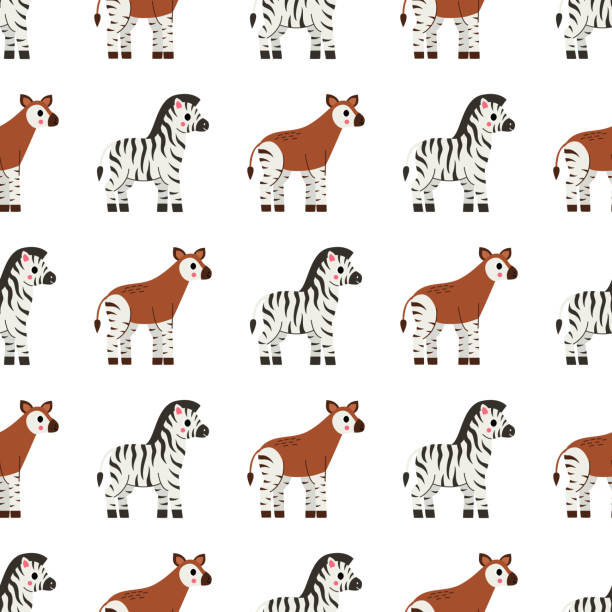 Okapi Animal Pattern 40+ An Okapi Background Stock Illustrations, Royalty-Free Vector ...