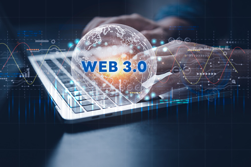 Web 3.0 Interconnectivity Exploring the Futuristic World of Digital Technology and Communication Networks Internet of Things and Data Innovation Information Exchange global future concept.