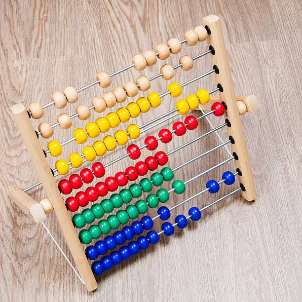 colorful abacus on the wooden floor