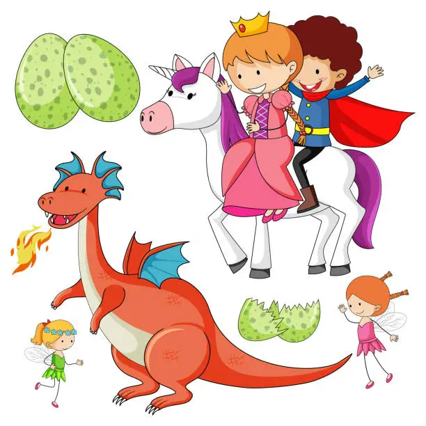 Vector illustration of Fairy Tale Cartoon Characters