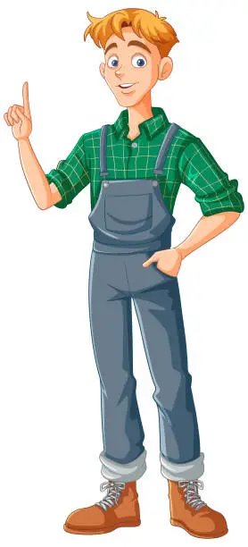 Vector illustration of Young male farmer cartoon character