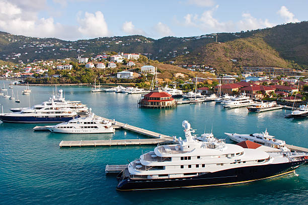 istock Luxury Yachts in a Tropical Marina 153552595