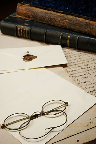 istock Vintage glasses on blank paper 153553528