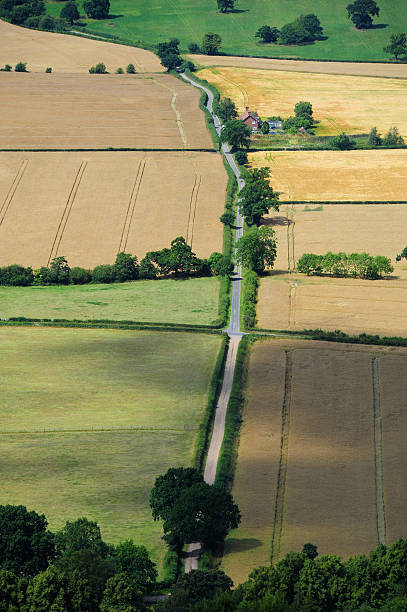 Aerial View of a Rural Landscape stock photo