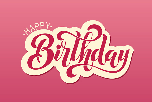 Happy Birthday Typographic vector design for greeting card, birthday card, invitation card, isolated text, lettering composition. Handwritten modern brush lettering.