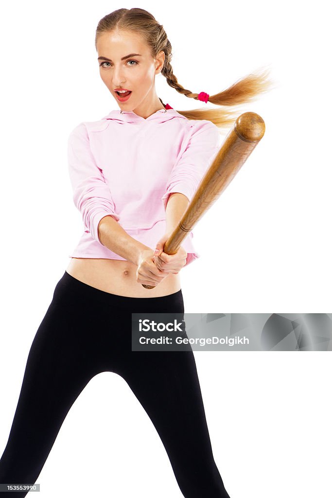 Hübsche Frau mit einem Baseballschläger - Lizenzfrei Hitting Stock-Foto