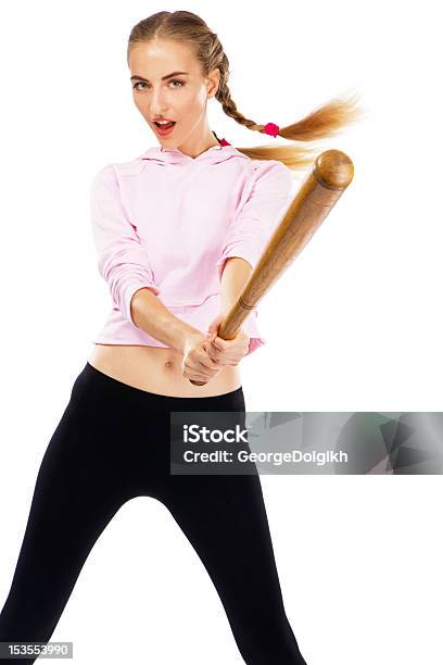 Hübsche Frau Mit Einem Baseballschläger Stockfoto und mehr Bilder von Hitting - Hitting, Spiel-Schläger, Attraktive Frau