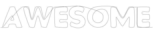 istock One continuous line of Awesome word. Thin Line Illustration vector concept. Contour Drawing Creative ideas. 1535547638