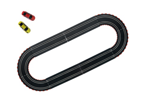 A slot car racing track