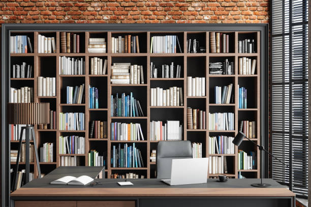 istock CEO Office Interior With Table, Laptop, Office Chair And Bookshelf 1535559570