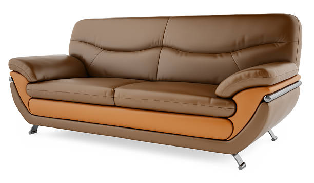 Brown sofa on a white background stock photo