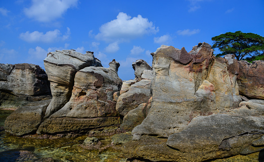 Rocks on the sea in Poulo Panjang (Tho Chau Islands), Kien Giang, Southern Vietnam.