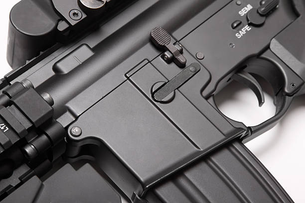 istock Receiver of US Army M4A1  assault rifle close-up. 153557042