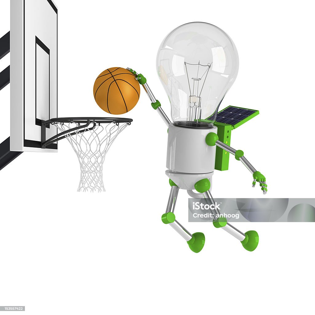 Energia solare lampadina robot-Basket - Foto stock royalty-free di Allenamento