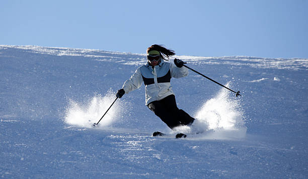 Teenage girl skier, New Zealand stock photo