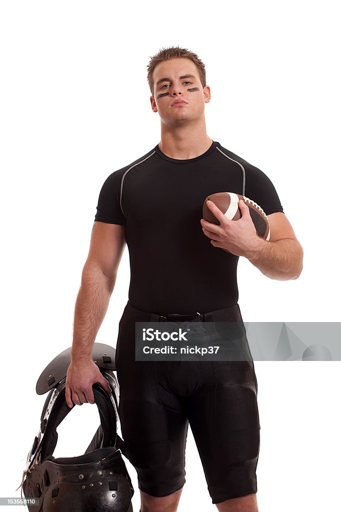 Football Player American football player. Studio shot over white. 20-29 Years Stock Photo