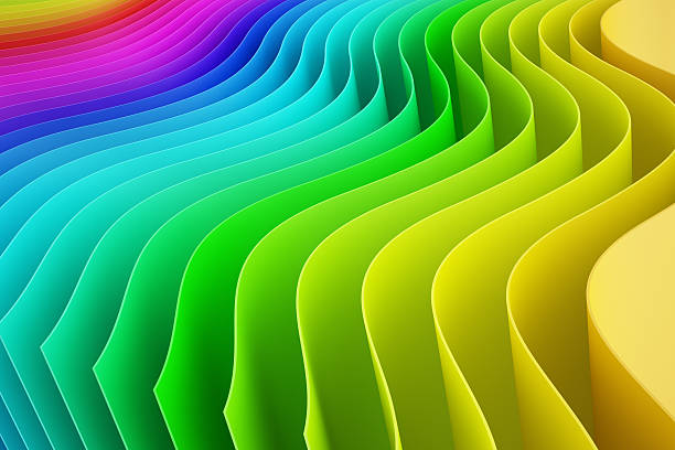 A rainbow wave 3D color swatch background stock photo