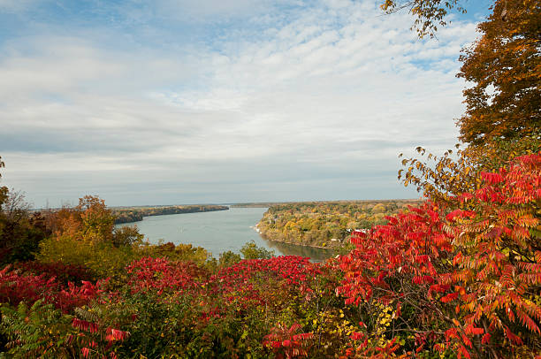 istock scenic view of Niagara river with aero car 153558722