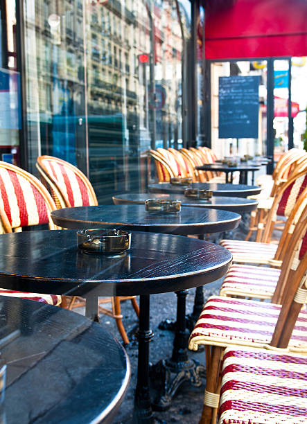 istock Street view of a Cafe terrace 153559143