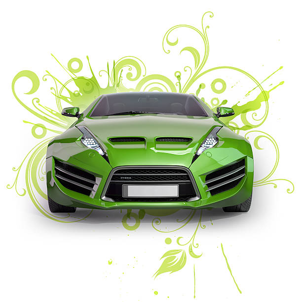 Green hybrid car stock photo