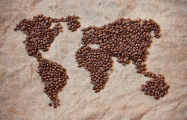 istock Coffee beans creating a map of the world 153560372