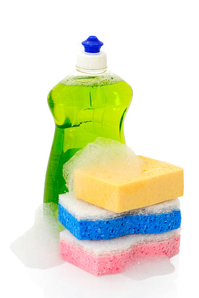 Dish Soap And Sponges Stock Photo - Download Image Now - Bath Sponge, Blue,  Bottle - iStock