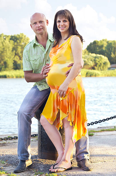 Pregnant couple stock photo