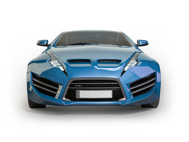 Blue sports car isolated on white background