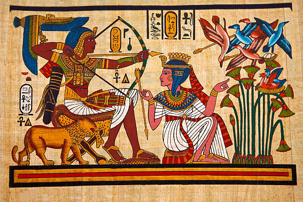 istock Antique Fresco featuring ancient Egypt royal life 153562688