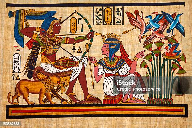 Antique Fresco Featuring Ancient Egypt Royal Life Stock Photo - Download Image Now - Egypt, Art, Painted Image