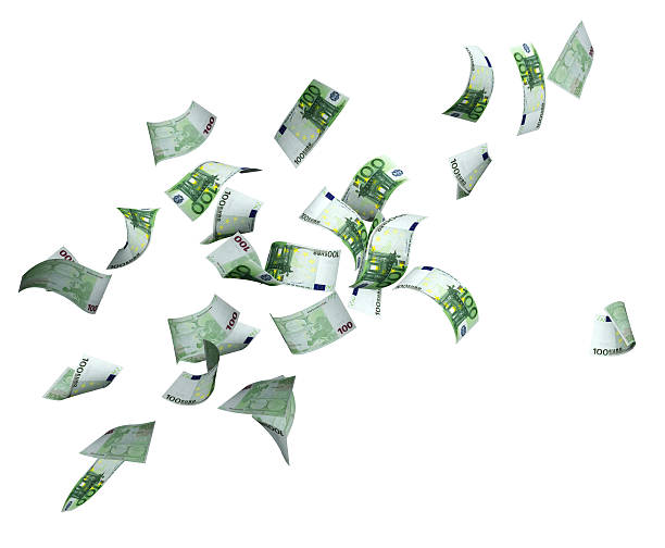 istock Money strewn across white background showing wealth 153564544