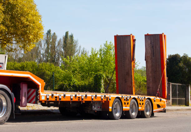 Long stationary unloaded truck. Galicia, Spain.