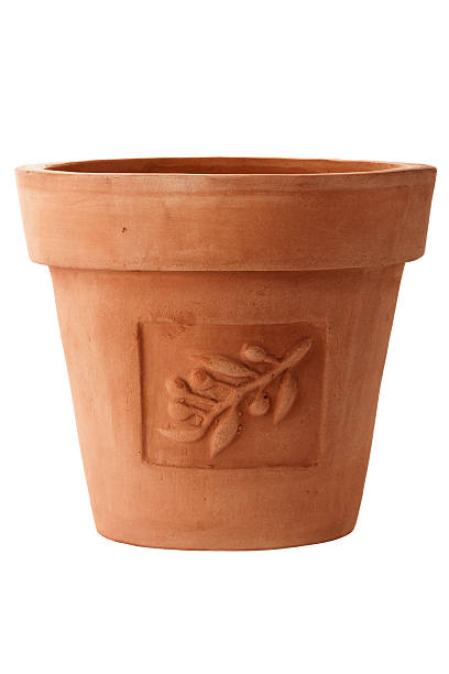 Empty flower pot with Mediterranean ornament stock photo