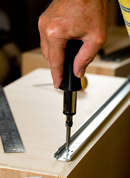 istock Woodwork tools working on piece of plywood 153566828