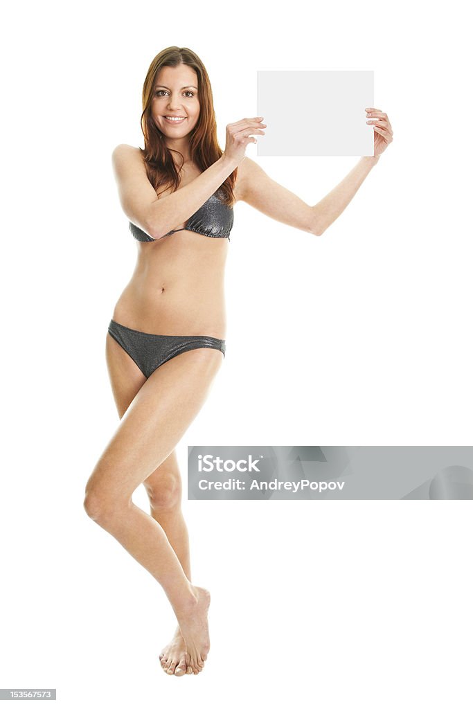 Fille Sexy en bikini fait un announcent - Photo de Adulte libre de droits