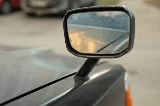 istock Rear view mirror. Mirror on car is mounted on hood. Overview for driver. 1535687464