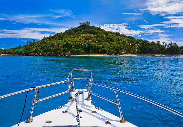 istock Tropical island and boat 153569622