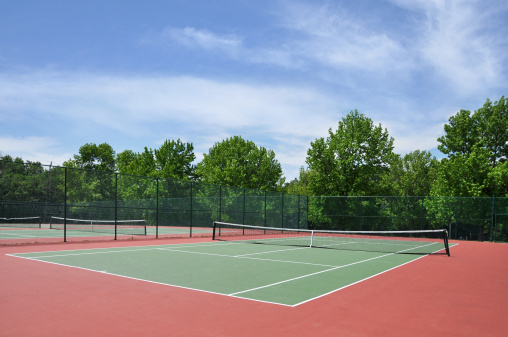 Empty Tennis Court in Spring