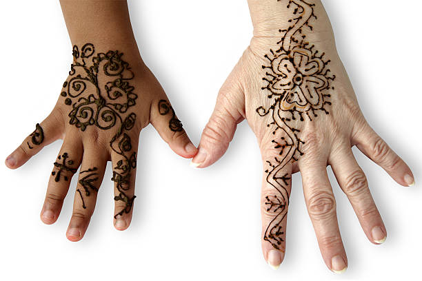istock Two female hands, with henna tattoos 153572247